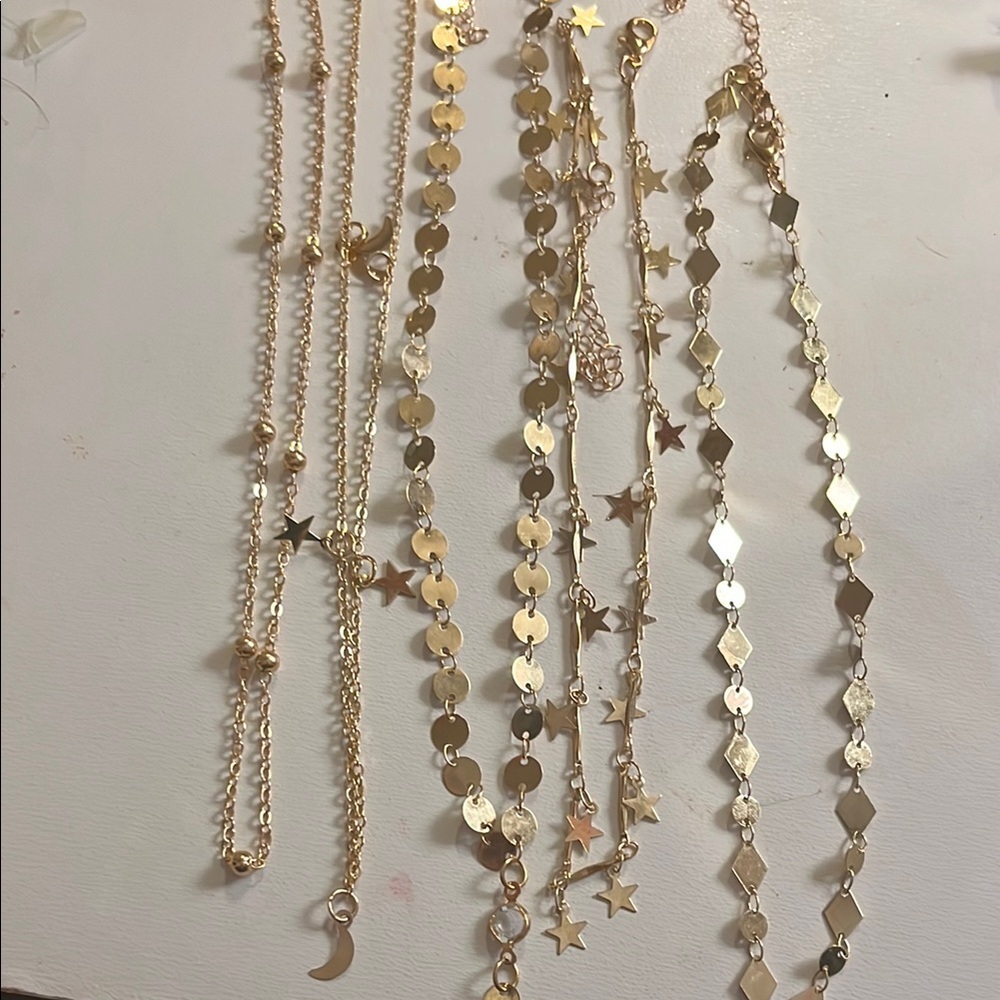 Elegant Gold Star and Moon Necklace Set